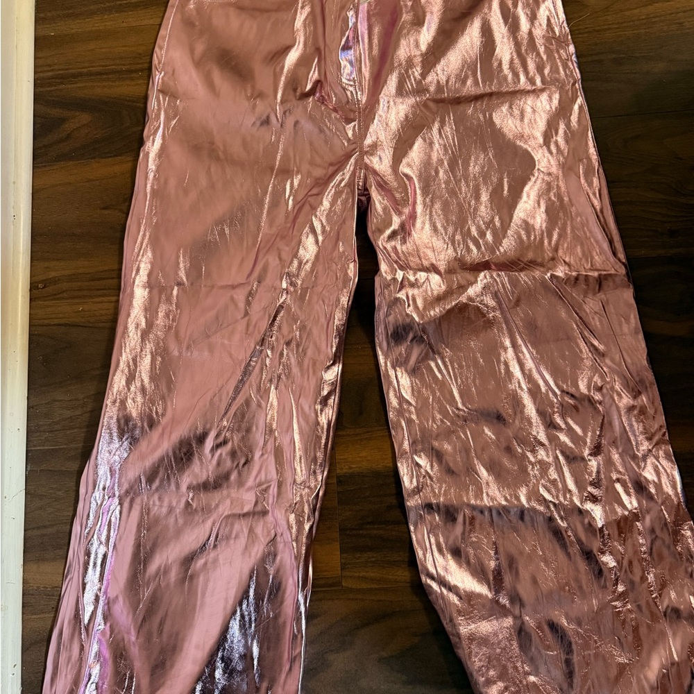 Nasty Gal Pink Metallic Boyfriend Jeans